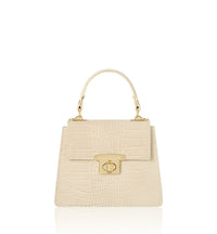 Leather Croc Embossed Structured Bag