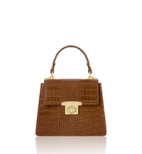 Leather Croc Embossed Structured Bag
