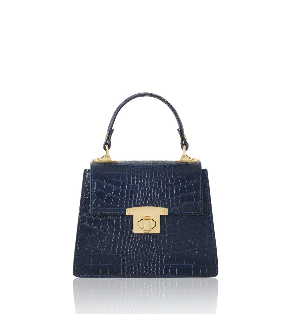 Leather Croc Embossed Structured Bag