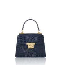 Leather Croc Embossed Structured Bag