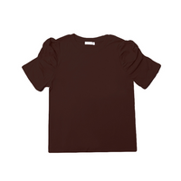 Chocolate Brown Ruched Sleeve T-Shirt
