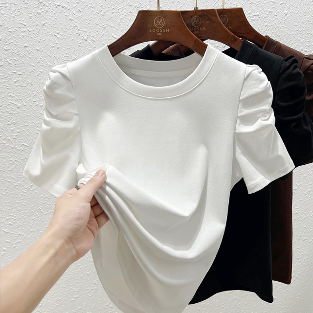 White Short Ruched Sleeve