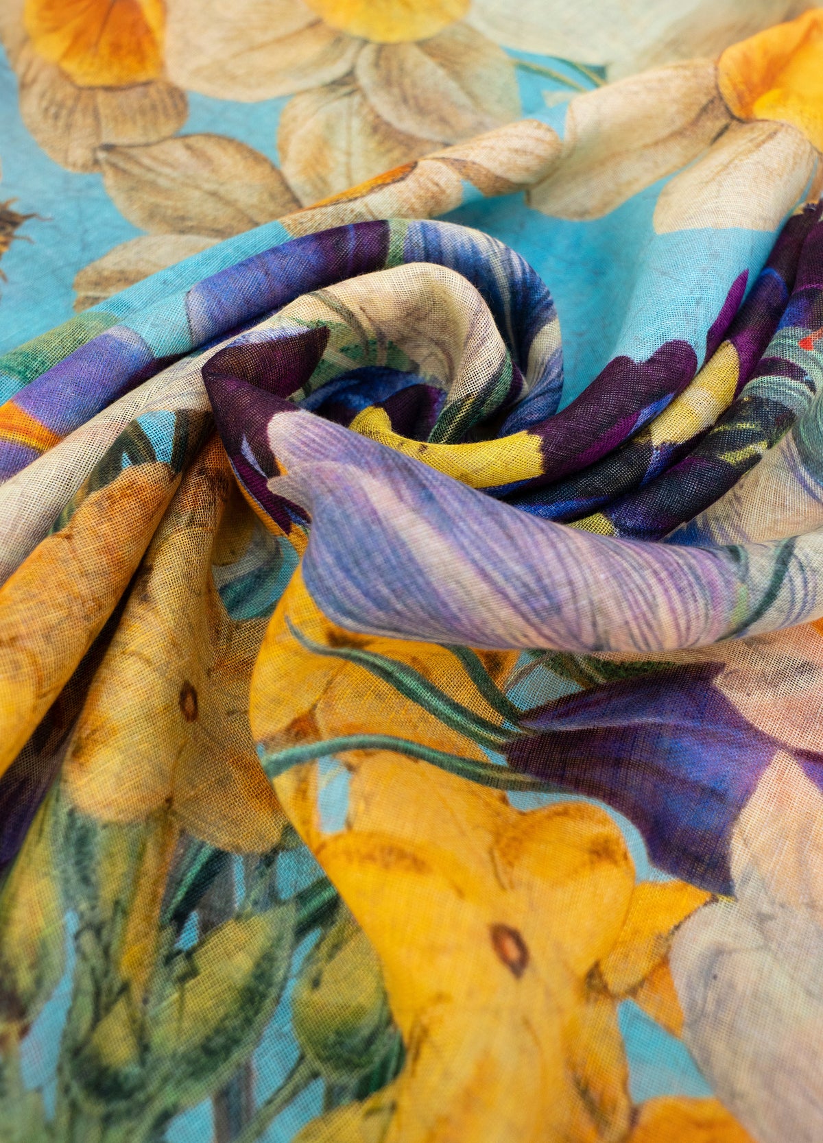 Spring Flora Linen and Cotton Scarf