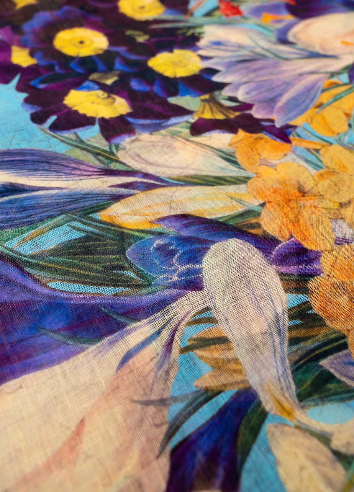 Spring Flora Linen and Cotton Scarf