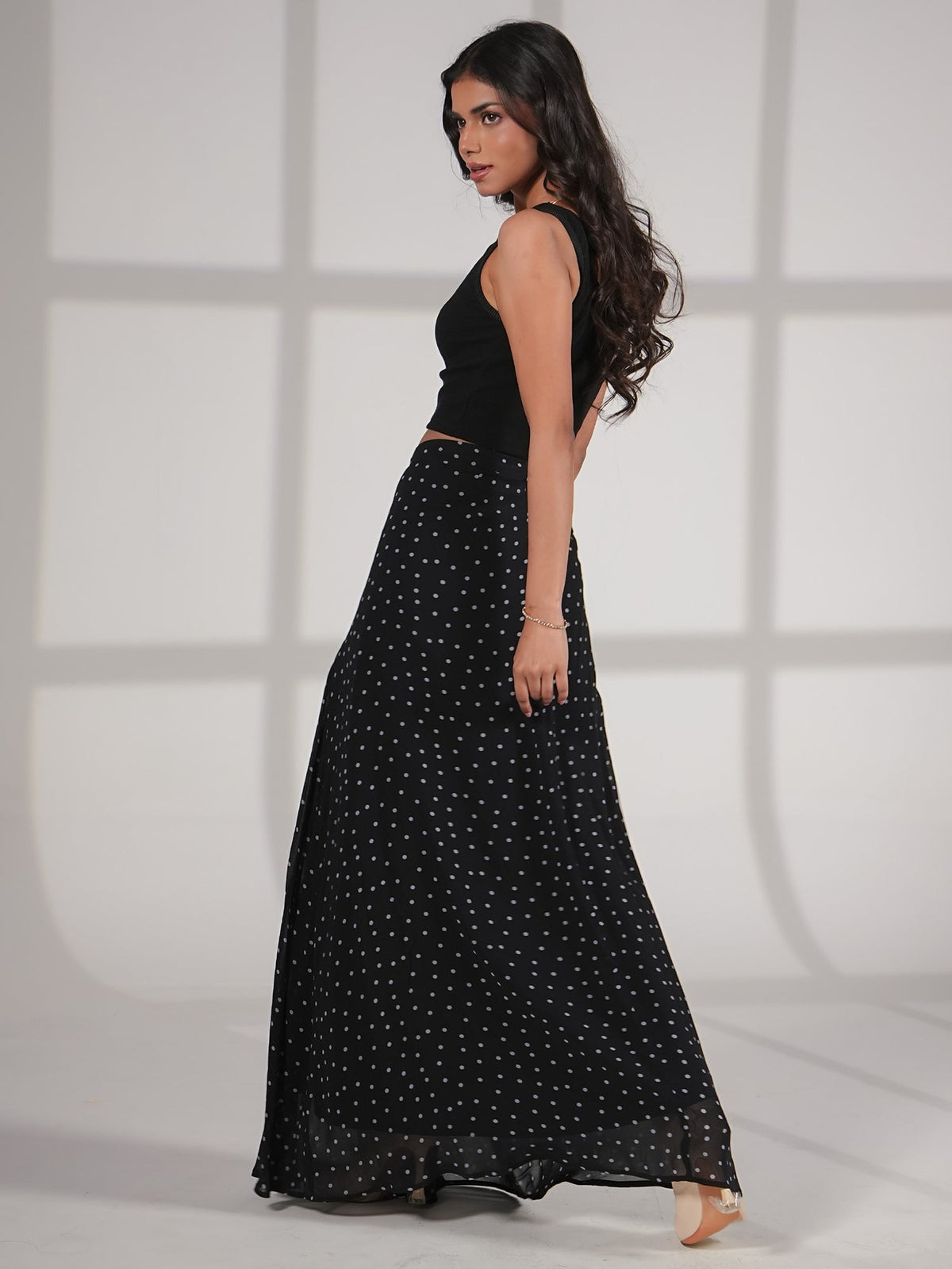 Elsie Black Spot Maxi Skirt