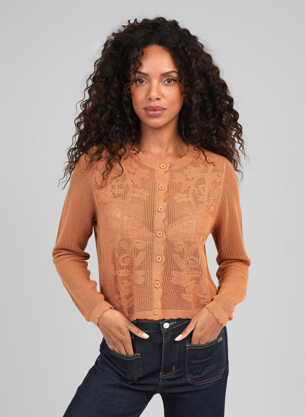 Nanita Eyelet Lace Cardigan | Toffee