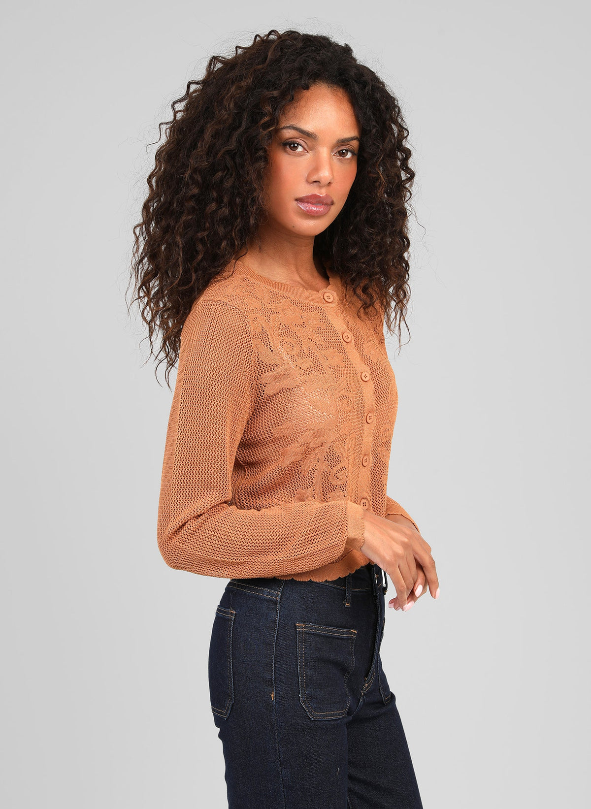 Nanita Eyelet Lace Cardigan | Toffee