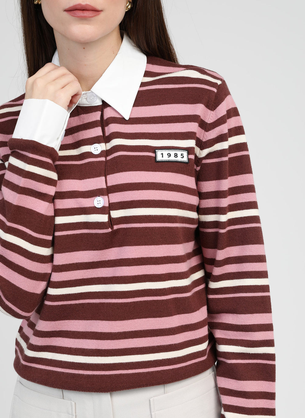 Nono Striped Collar Jumper | Marron