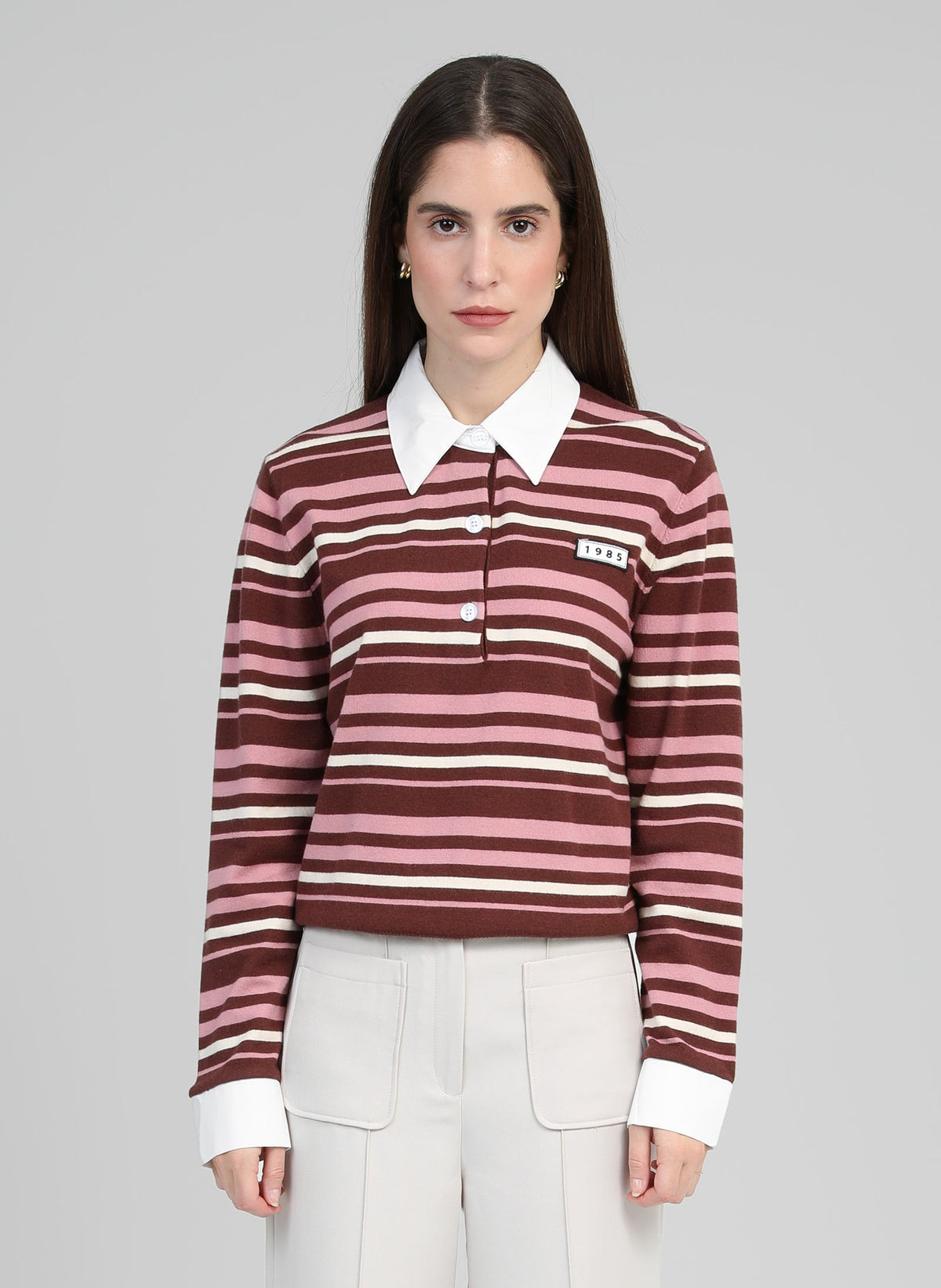 Nono Striped Collar Jumper | Marron