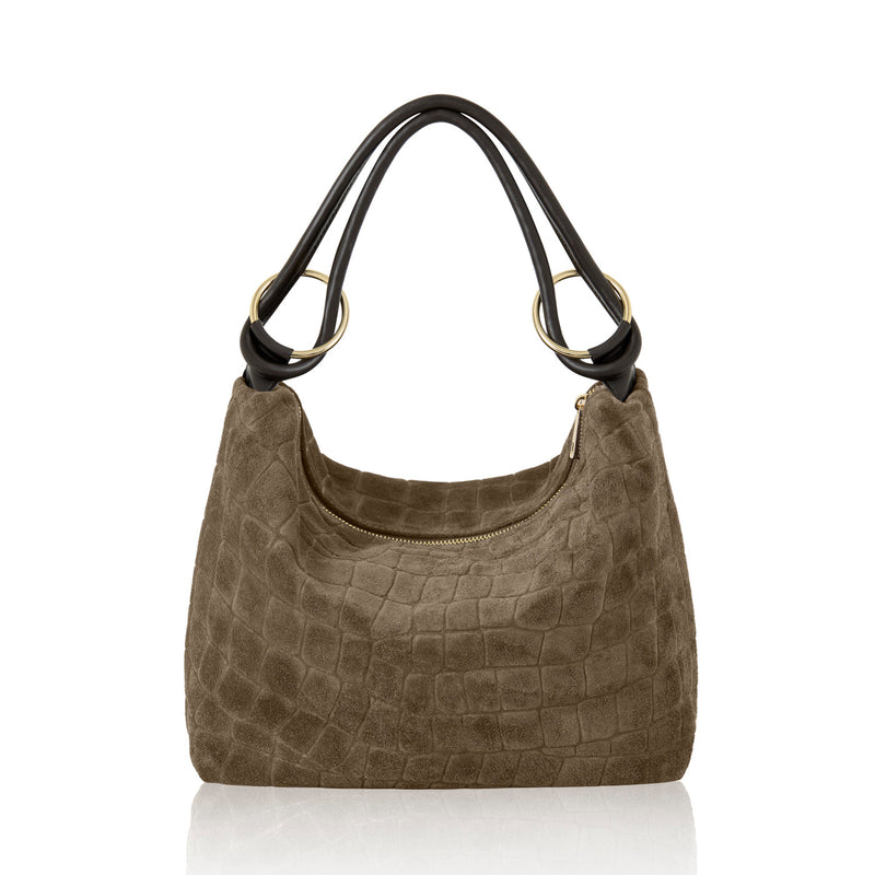 Leather Suede Stone effect Tote Bag
