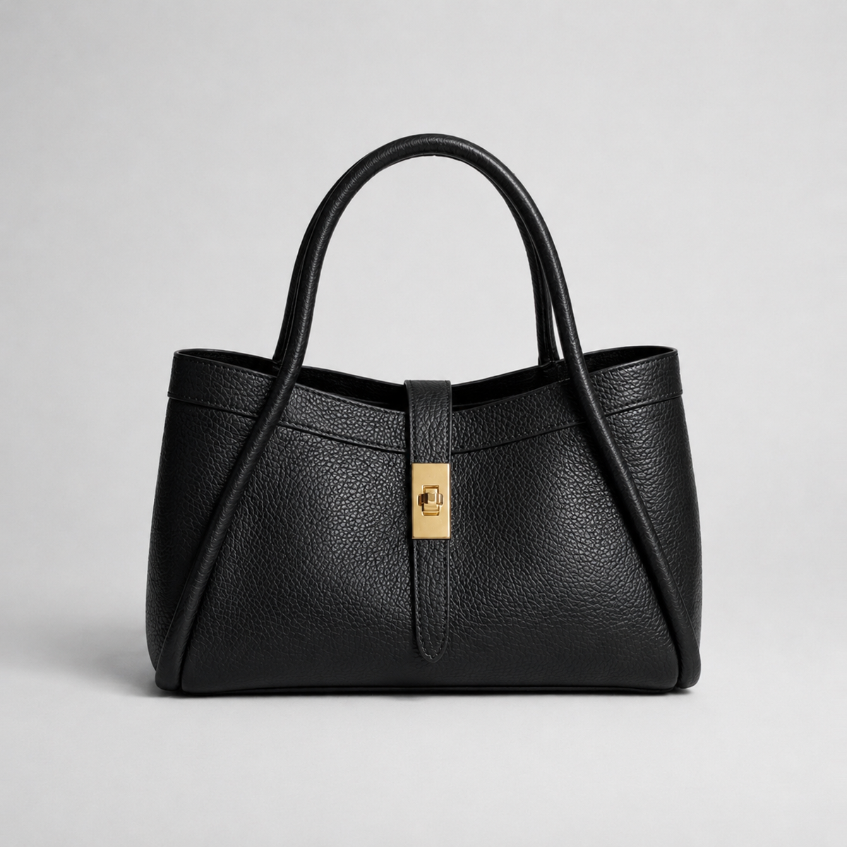 Short Handle Leather Handbag | Black