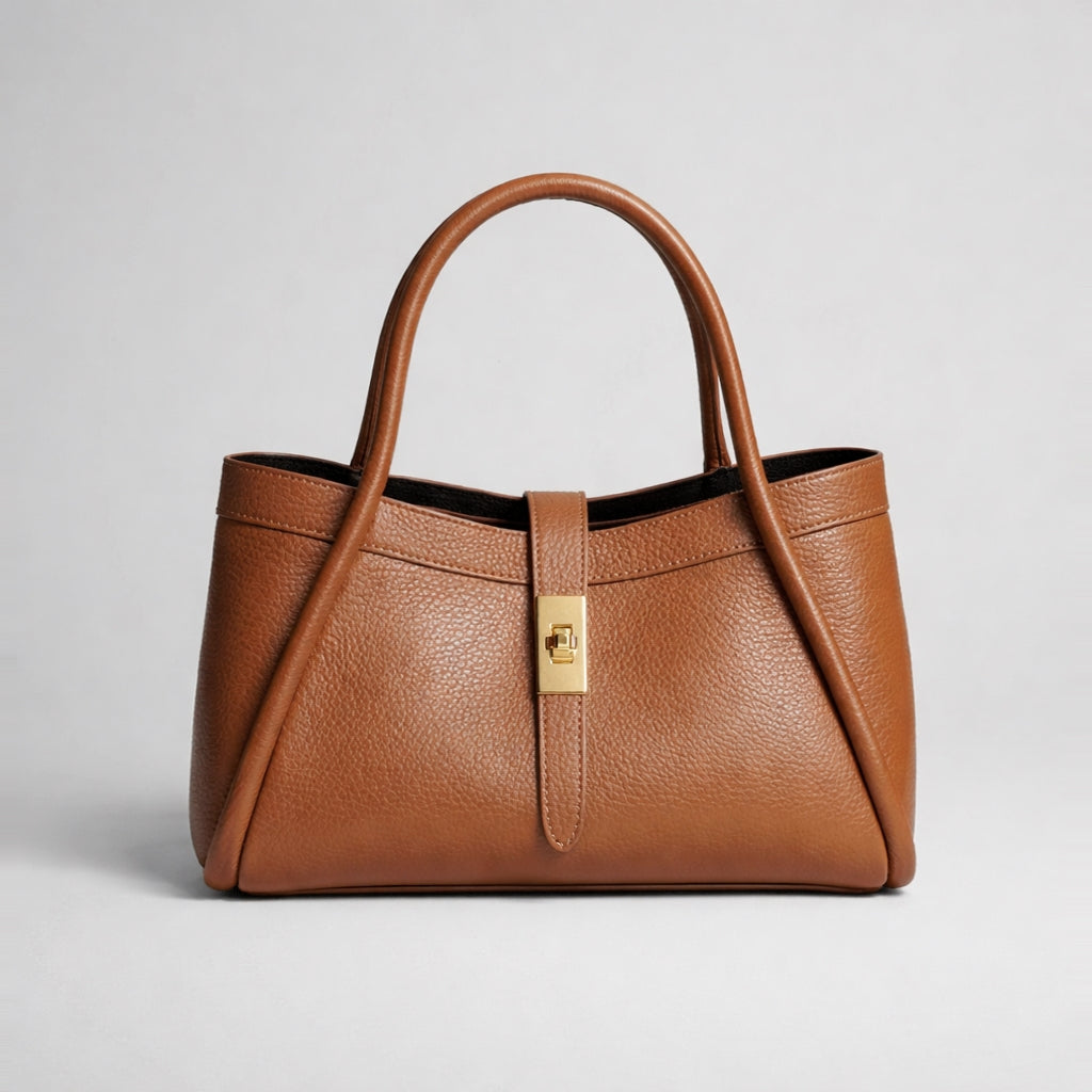 Short Handle Leather Handbag | Tan