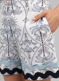 Riliane Printed Shorts | Ecru