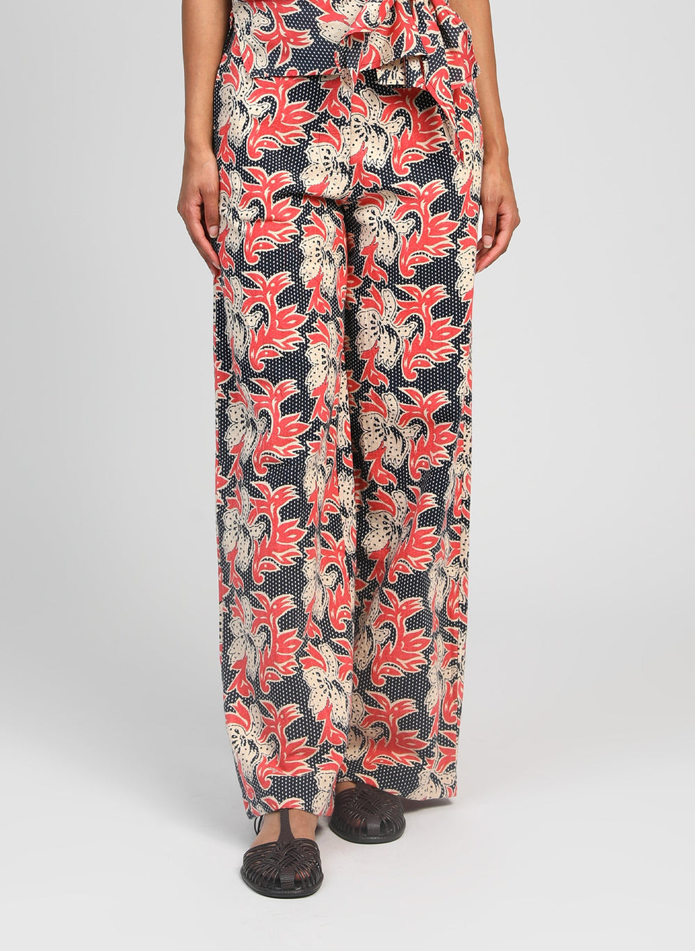 Rossini Print Trouser | Blue & Coral