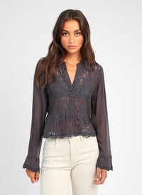 Salama Lace Shirt | Navy