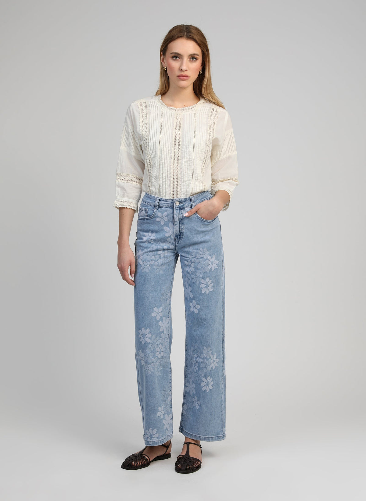 Samilou Lace Detail Blouse | Ecru