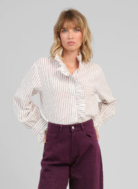 Selasy Striped Shirt | Burgandy Stripe