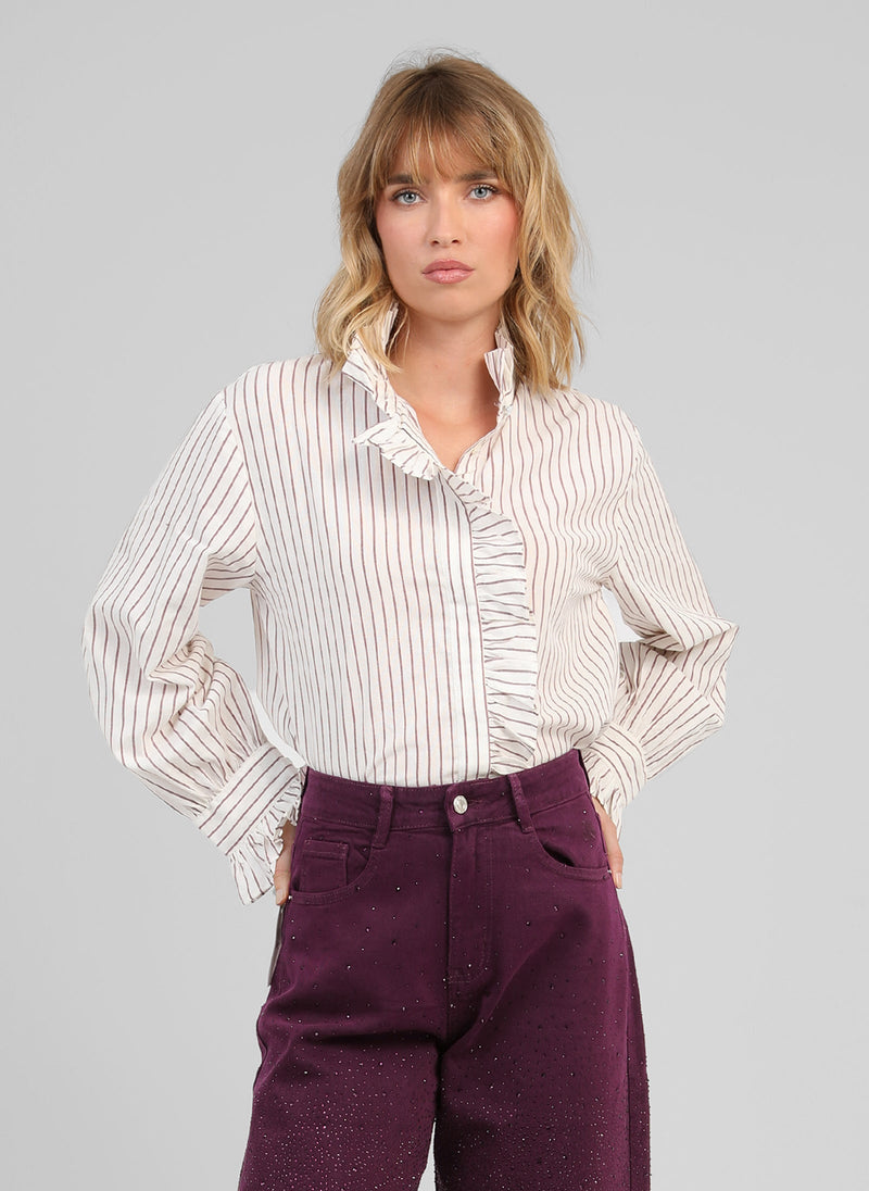 Selasy Striped Shirt | Burgandy Stripe