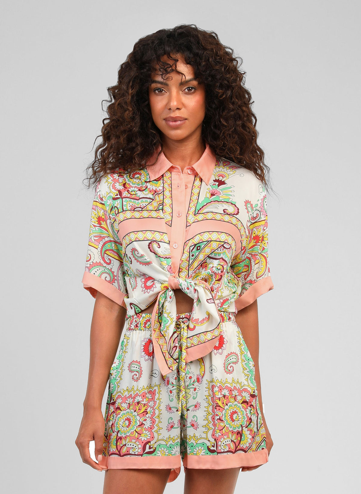 Silvana Satin Shirt | Rose