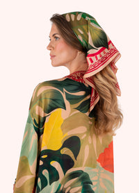 Exotic Leaves Printed 100% Silk Scarf