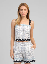 Riliane Printed Shorts | Ecru