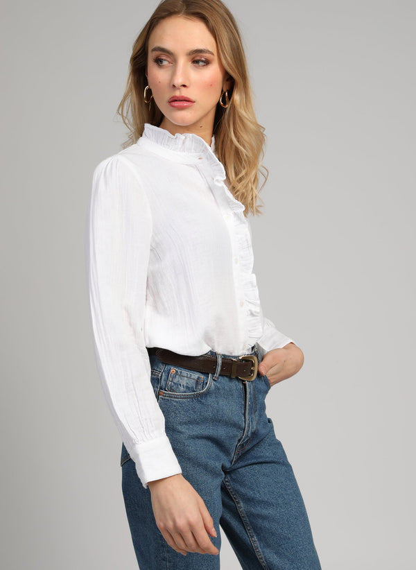 Stefilou Ruffle Blouse | White