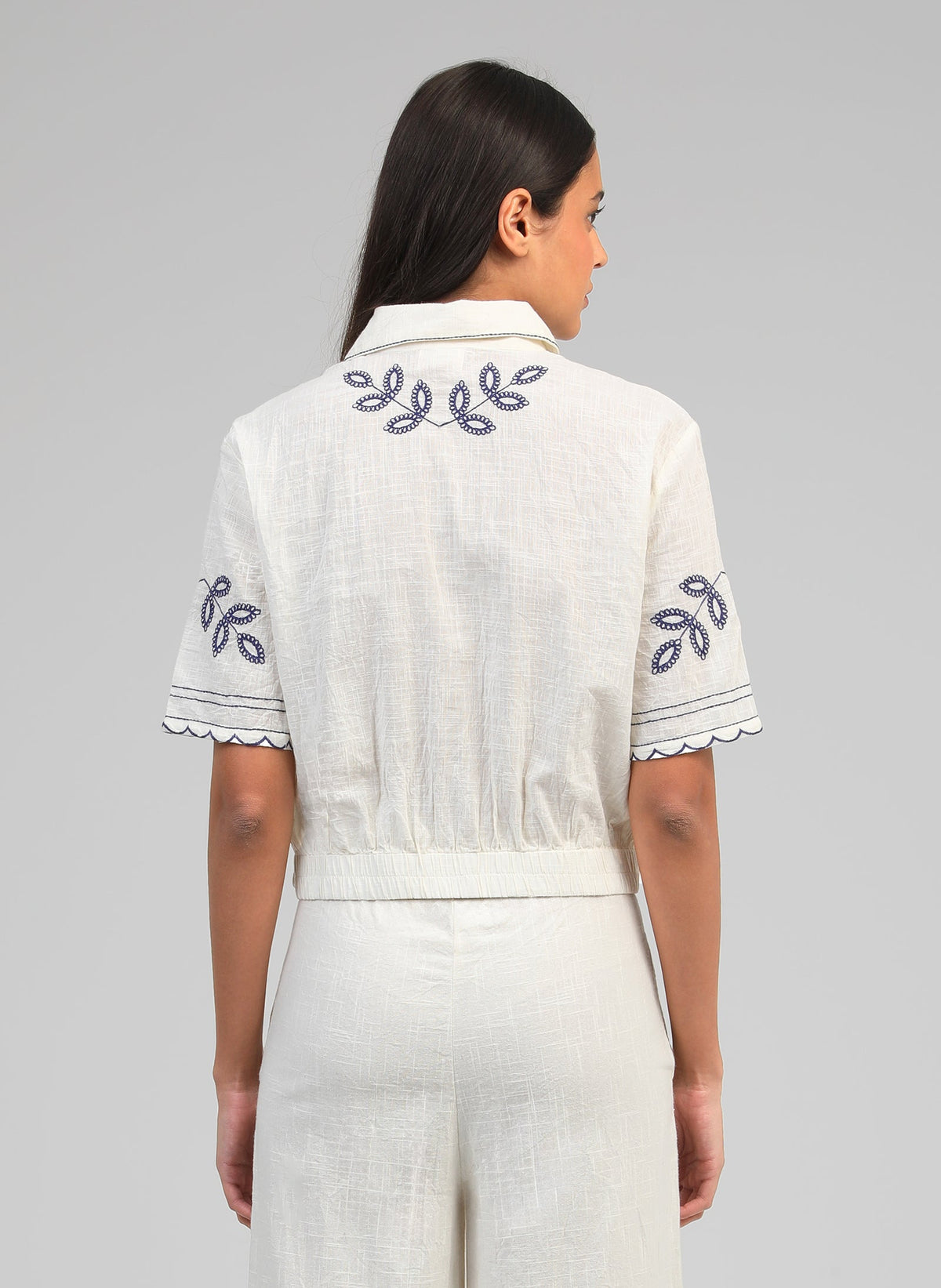 Silona Embroidered Tie Shirt | Ecru