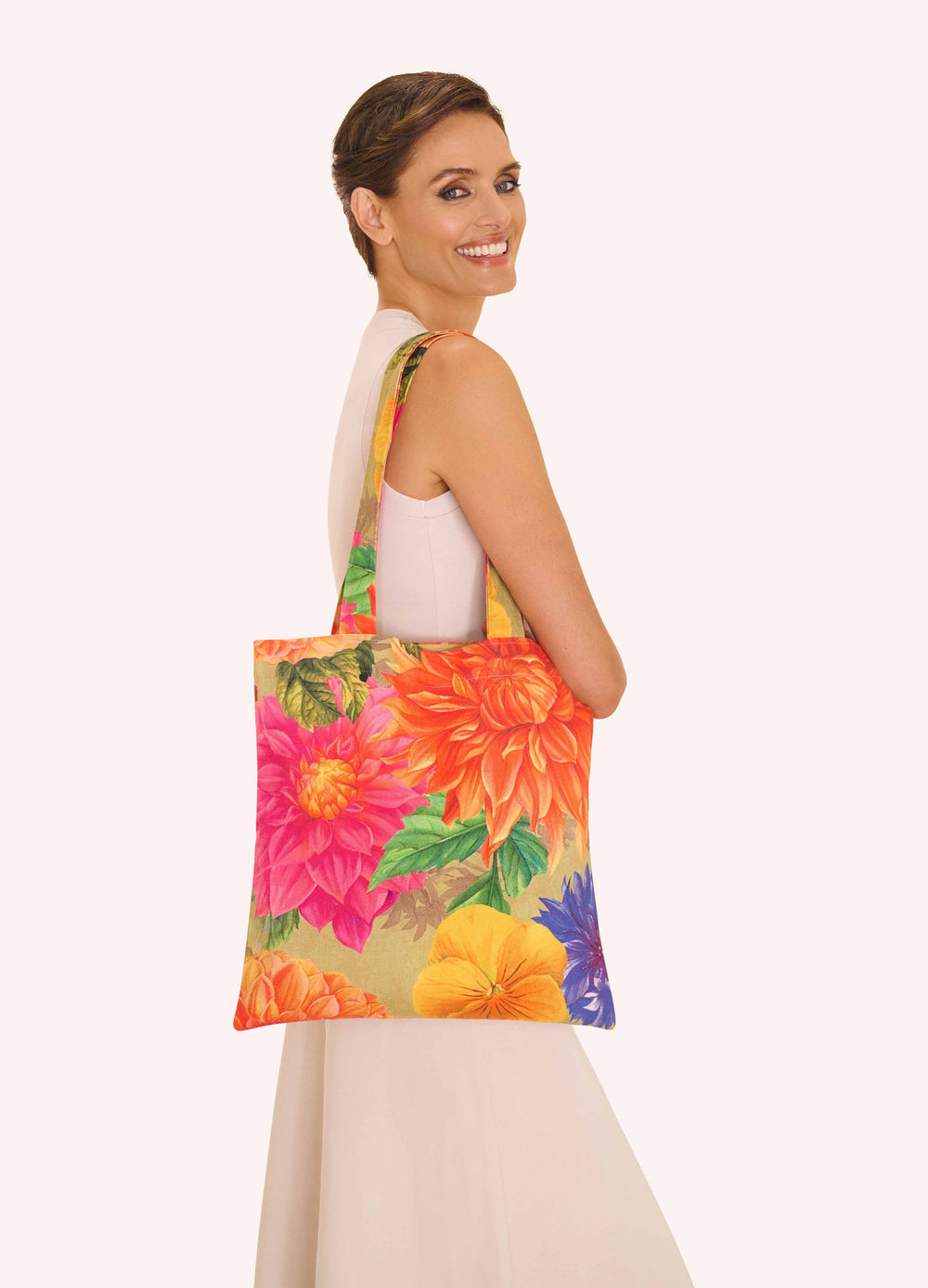 Bountiful Blooms Canvas Tote Bag in Multi