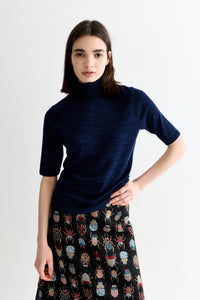 Vista Short Sleeve Navy Marl Sustainable Top