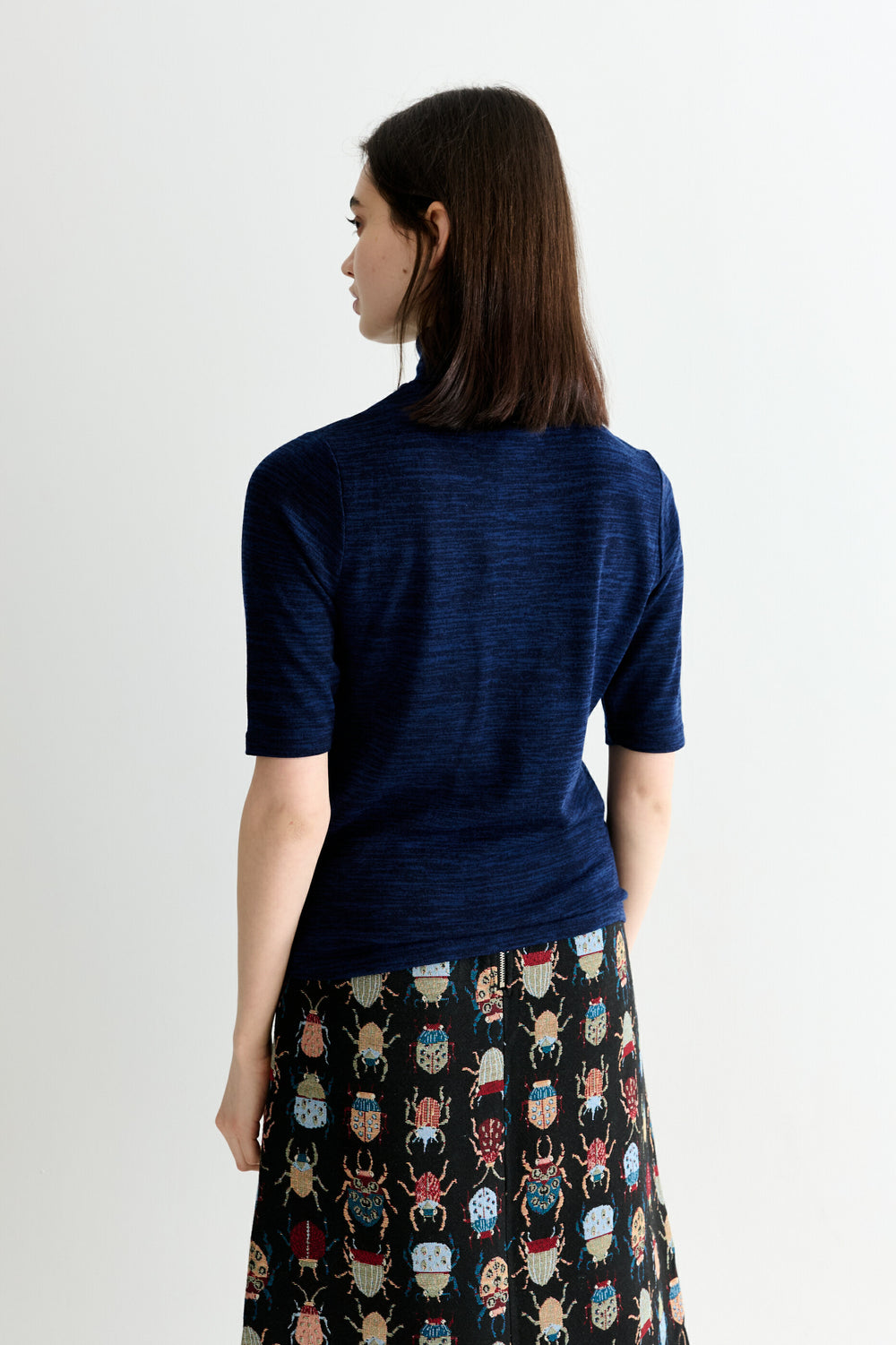 Vista Short Sleeve Navy Marl Sustainable Top