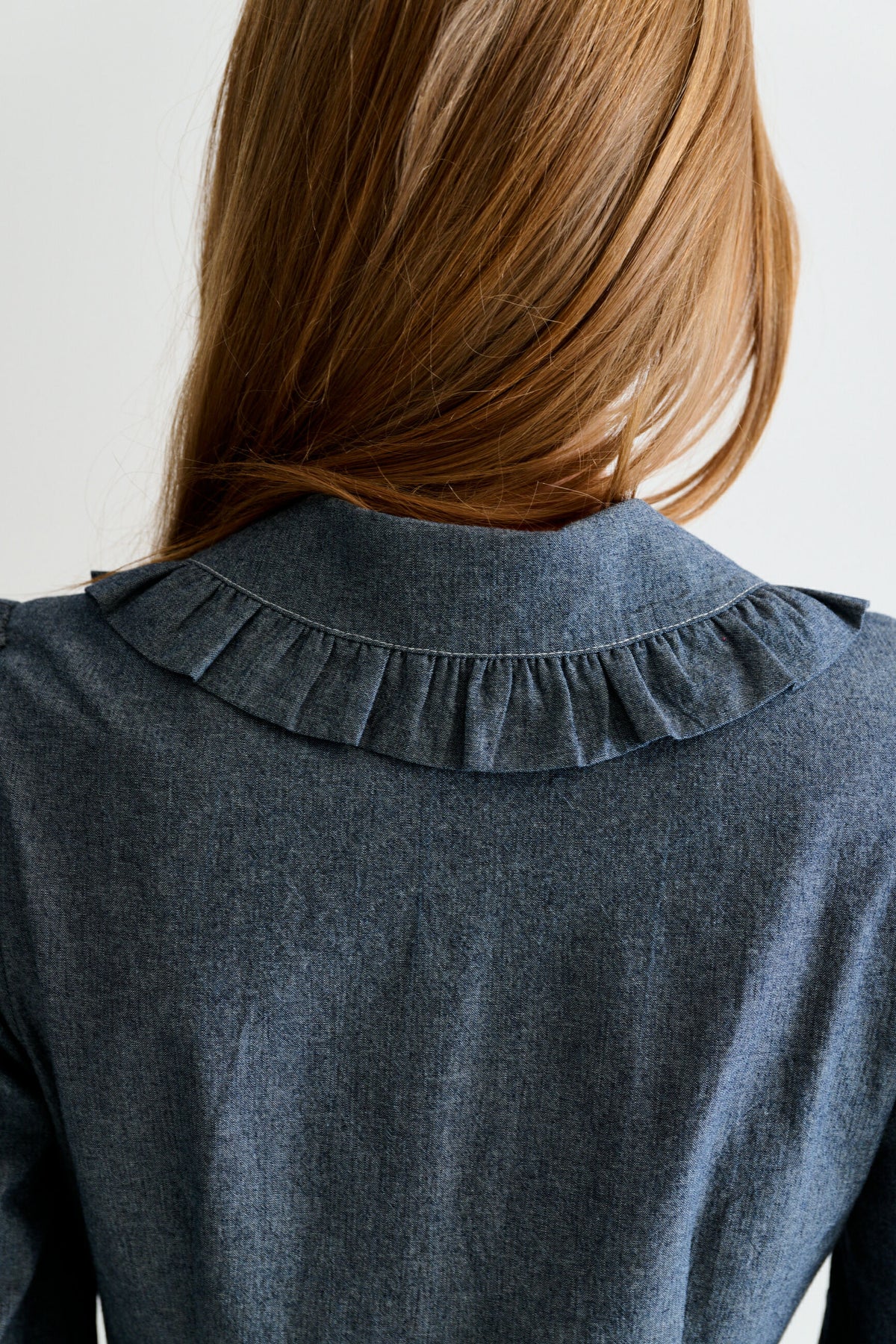Zoya Chambray Zip Front Dress in Grey Blue