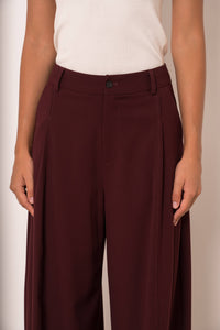 Nikki Wide Barrel Trousers | Merlot