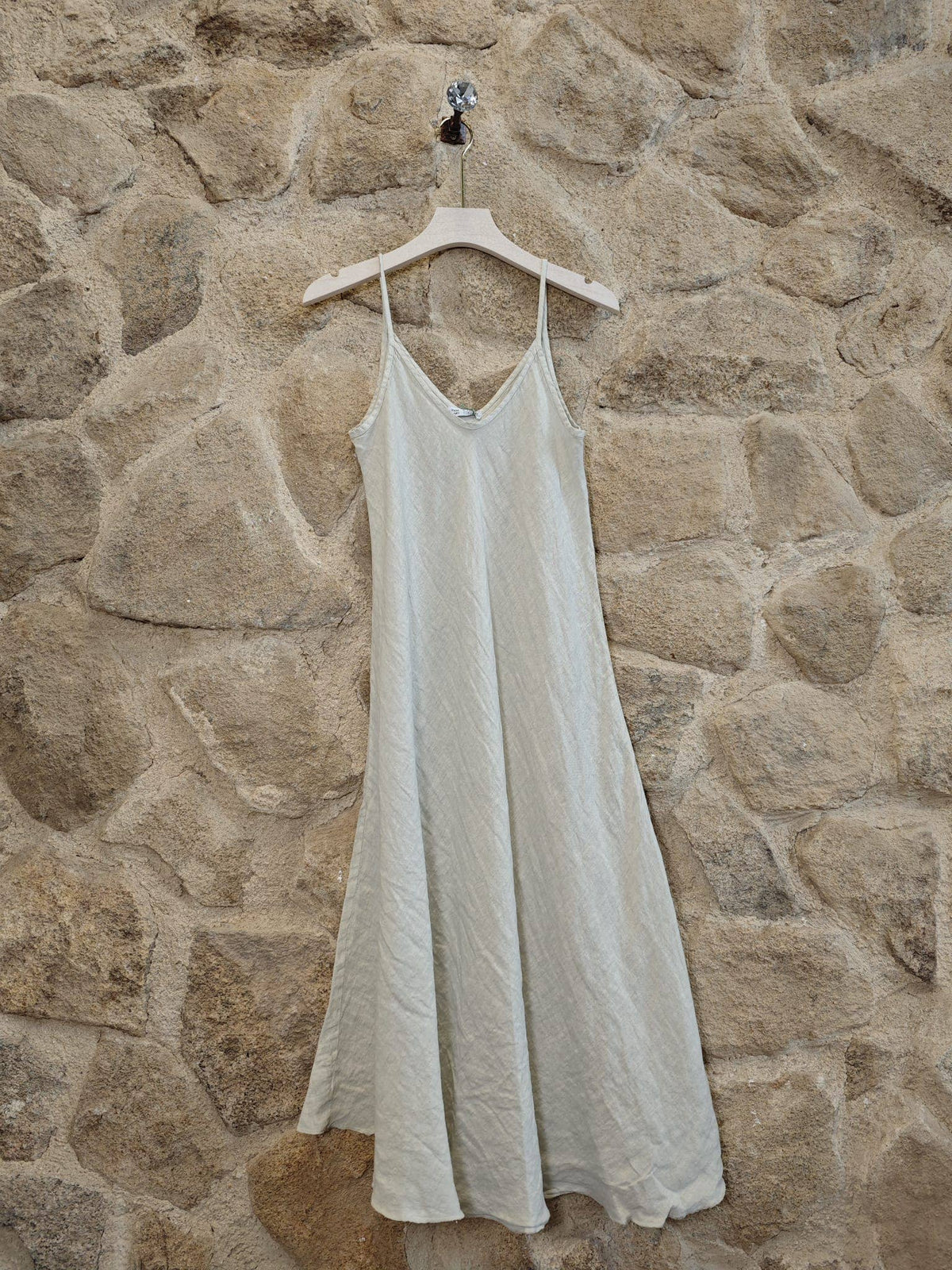 Linen Bias Cut Strappy Dress