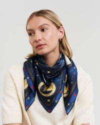 Zodiac Medium Square Scarf in Navy