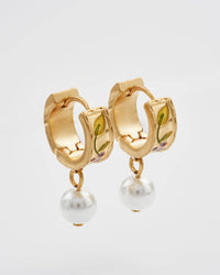 Blackberry Bramble Pearl Drop Gold Earrings