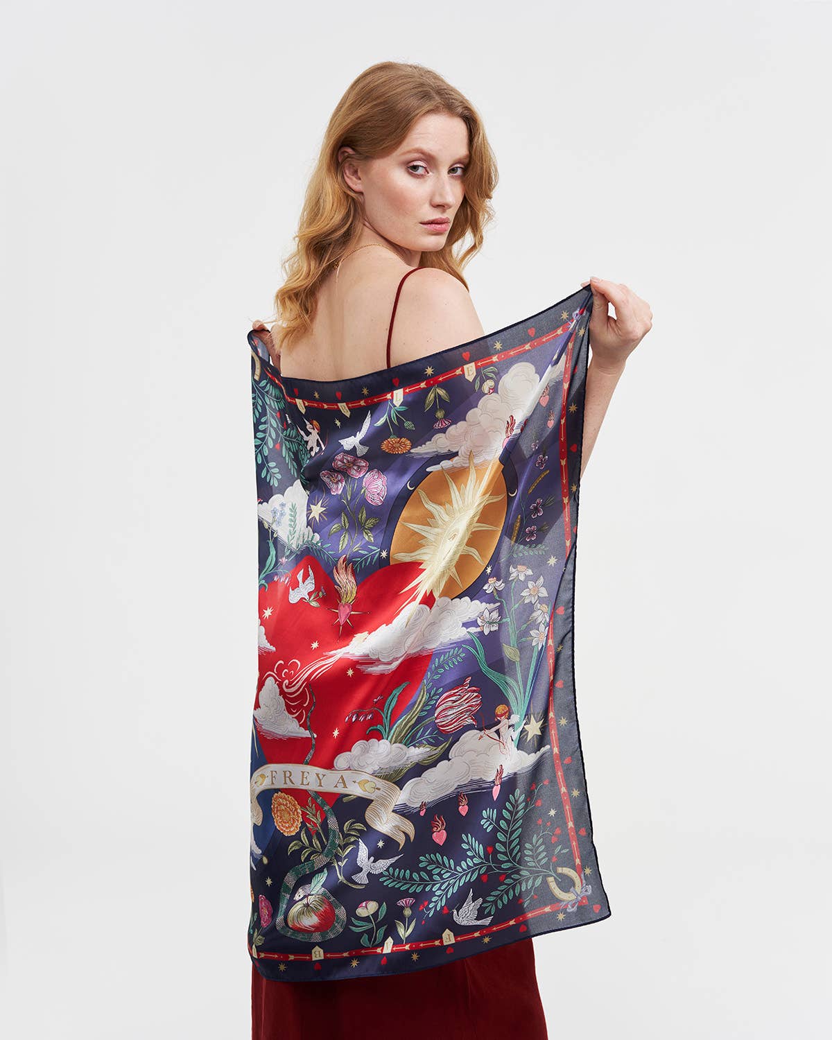 Navy Freya Narrative Square Scarf