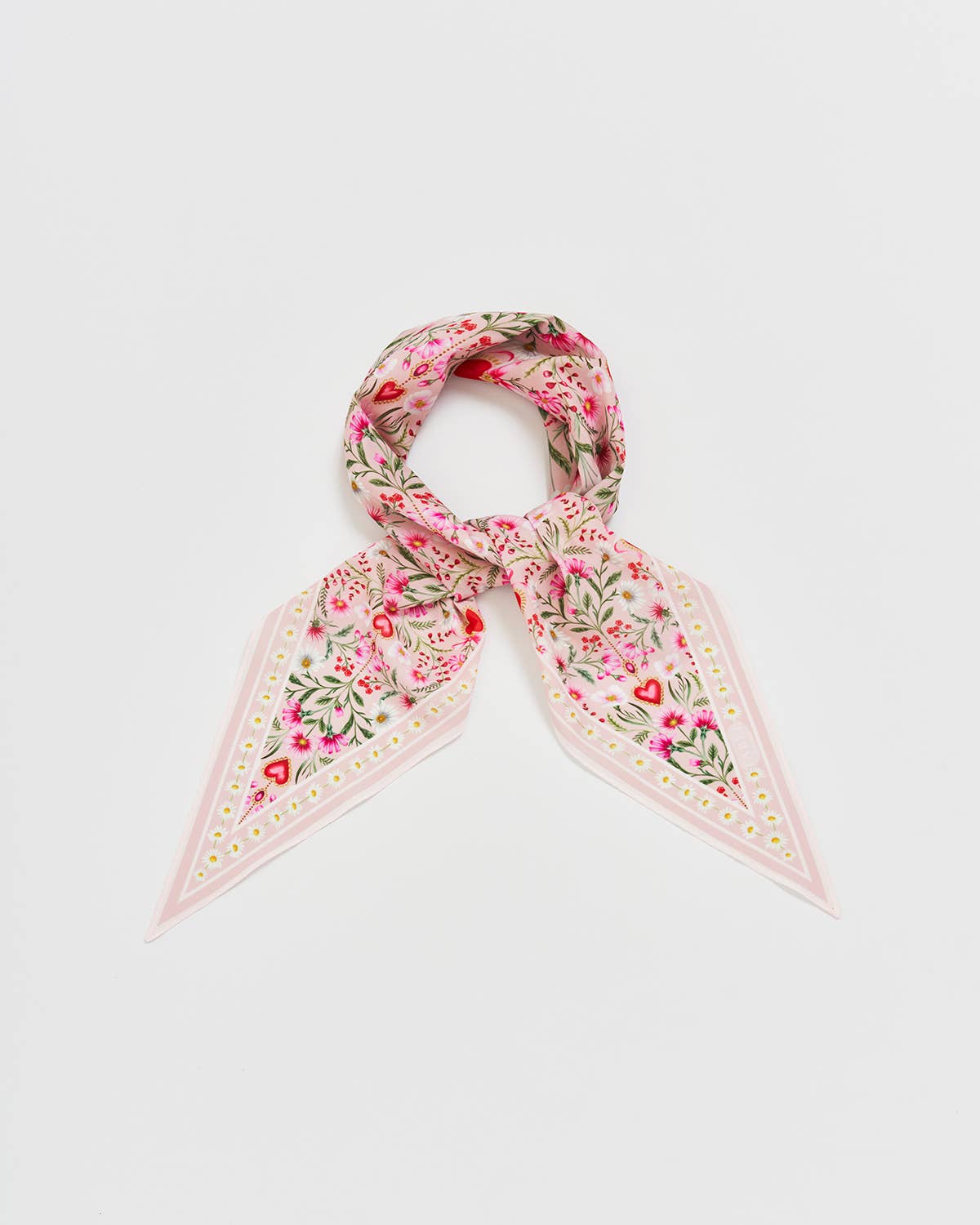 Floral Heart Pink Triangle Scarf