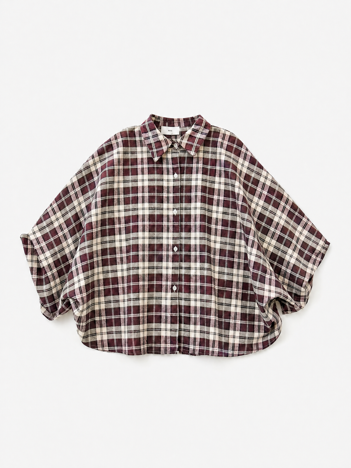 Checkered Crop Oversized Shirt | Chocolate
