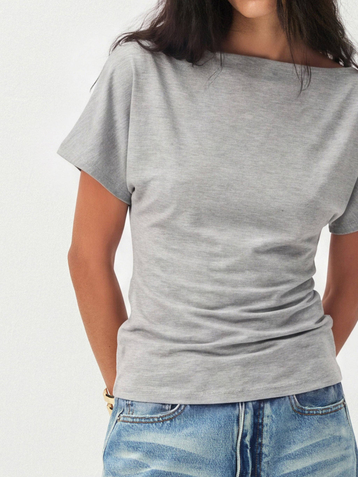 CUBIC Lyocell Blend Off-Shoulder Fitted Top