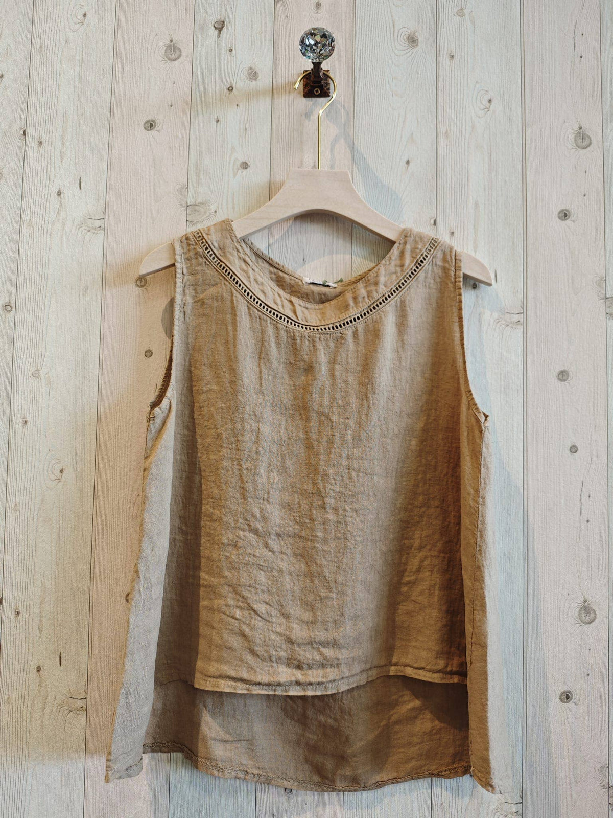 Linen Vest Top with Lace Detail