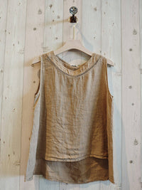 Linen Vest Top with Lace Detail