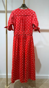 Frangine Cotton Polka Dot Dress | Red