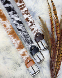 Hair-On Cowhide Leather Belt: Unisex Jean Belt, Handmade