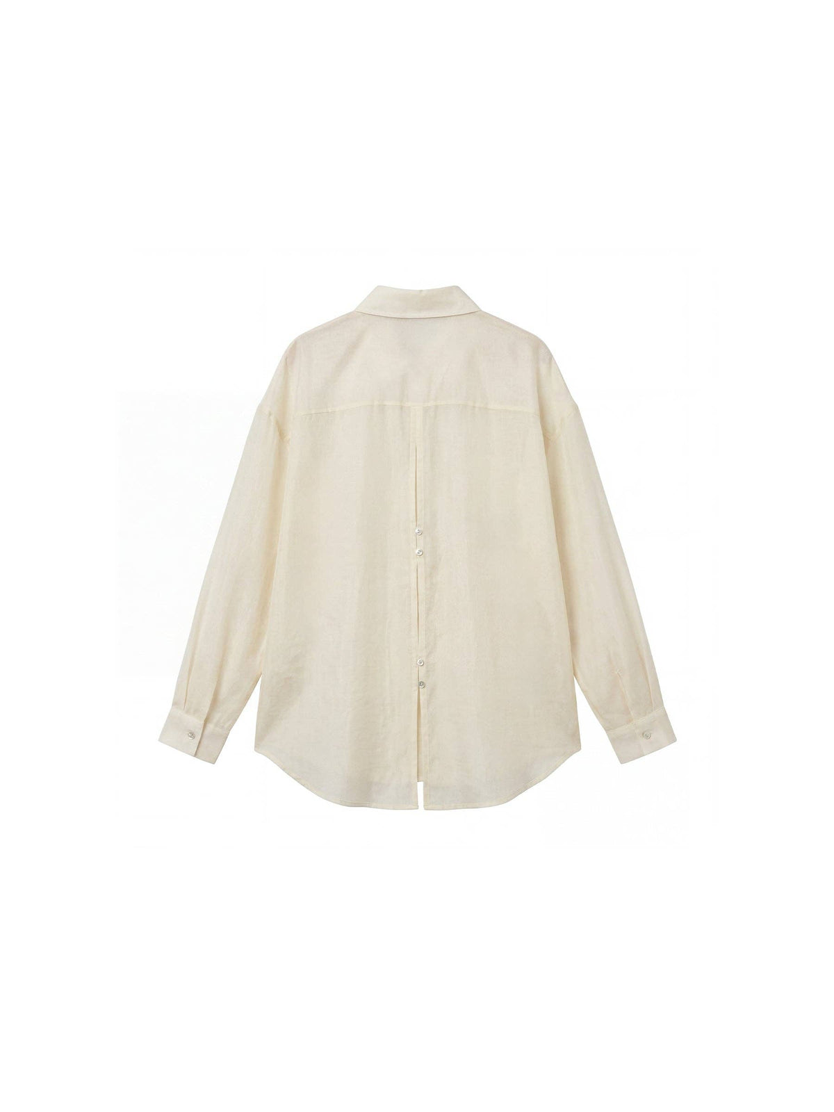 Lyocell Oversized Sheer Button-Down Shirt | Beige
