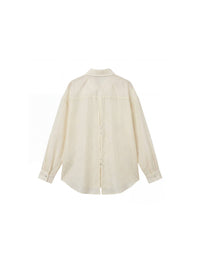 Lyocell Oversized Sheer Button-Down Shirt | Beige