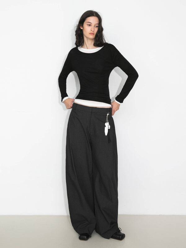 Basic Long-Sleeve Layering Top | Crew Neck | Black