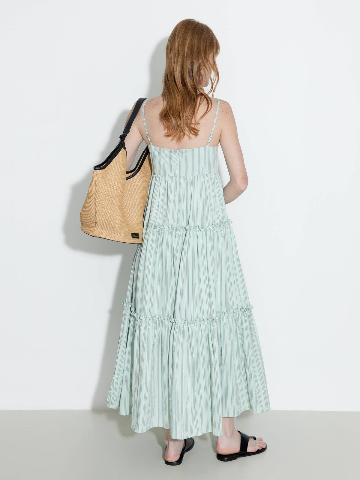 Strap Striped Cake Dress | Green & Red
