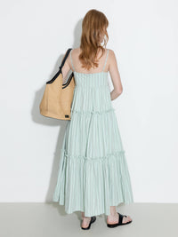 Strap Striped Cake Dress | Green & Red