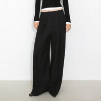 Draped Pleated Wide-Leg Pants