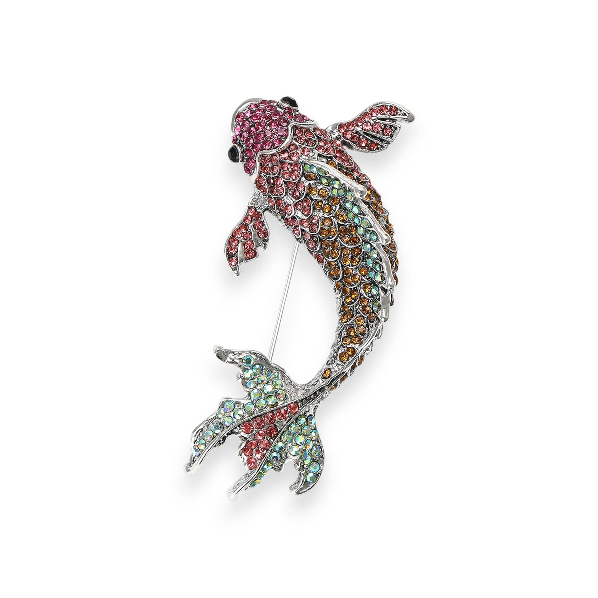 Crystal Koi Carp Brooch in Pinks